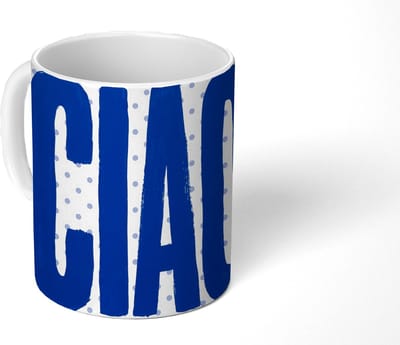 Mok - Koffiemok - Ciao - Stippen - Roze - Wit - Mokken - 350 ML - Beker - Koffiemokken - Theemok - Mok met Tekst