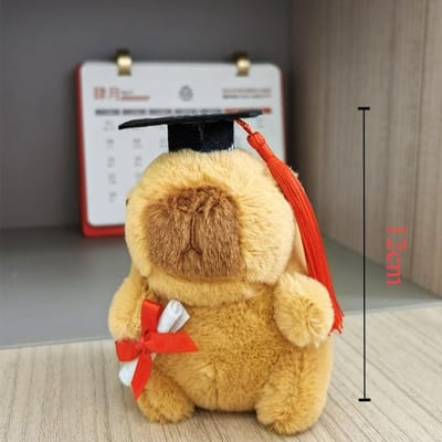 Dokter Hoed Capybara Pluche Speelgoed Afgestudeerde Pluche Poppen Schattig Knuffeldier Pluche Schattige Hanger Zacht Cartoon Kussen Afstudeer Cadeau white