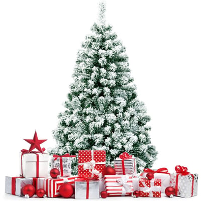 Coast Besneeuwde Kunstkerstboom met LED Wit/Groen – 79 x 135 cm – 400 Takpunten en 200 Warmwitte Lampjes