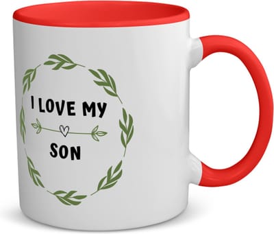 Akyol - i love my son koffiemok - theemok - rood - Zoon - liefste zoon - verjaardag - cadeautje voor zoon - zoon artikelen - kado - geschenk - 350 ML inhoud
