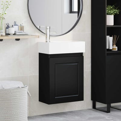 vidaXL - Badkamermeubel - met - kraan - Zwart - 45,5 - x - 22,5 - x - 84 - cm