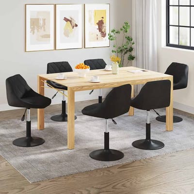 vidaXL - Eetkamerstoelen - 6 - st - draaibaar - fluweel - zwart