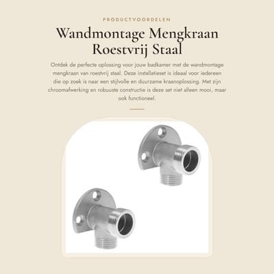 Dailygoods - Wandmontage Mengkraan - Roestvrij Staal - Duurzaam - Zilver - Installatieset - Geschikt voor Badkamer - 2 Stuks