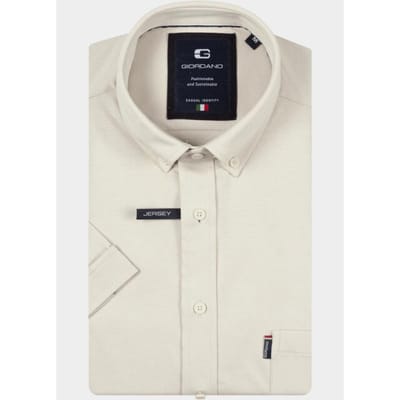 Giordano overhemd korte mouw heren Beige Alfa Short Sleeve Button Down 616078/82