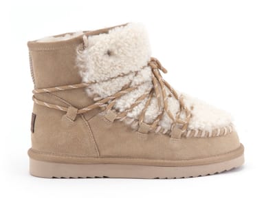 Warmbat Kalbarri Suede lace curly wool boot Dames Laarzen - Ecru