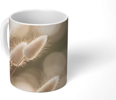 Mok - Koffiemok - Hazestaartgras - Wit - Zonlicht - Mokken - 350 ML - Beker - Koffiemokken - Theemok