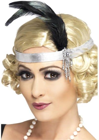 Zilver/zwart Charleston thema verkleed hoofdband voor dames - Jaren 20 accessoires - Roaring Twenties