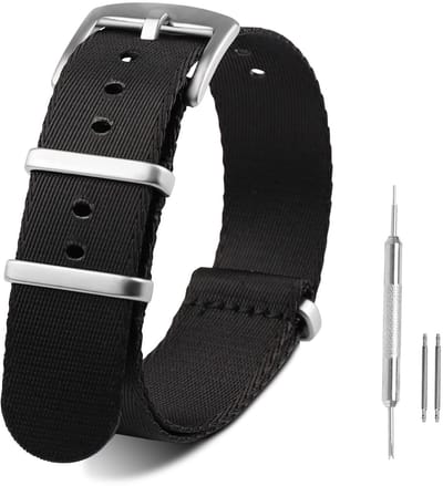 Dailygoods - Horlogebandjes - Premium ballistisch nylon - Zwart - Comfortabel en ademend - 20 mm - Geschikt voor Garmin - Universeel model