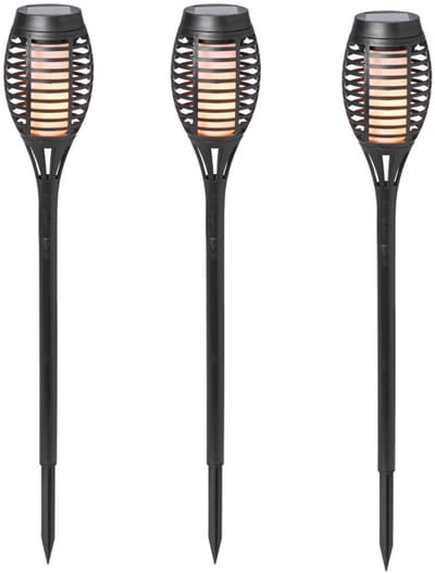 3 Stuks - Tuinlamp Fakkel - Solar - Realistisch vlameffect - 48 cm - Brandt 6-8 uur
