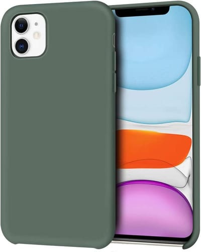 Siliconen Liquid Backcover Hoesje Geschikt voor: iPhone 12  - Pine Green
