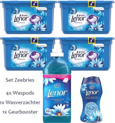 Lenor Set Zeebries - 4x waspods - 1x wasverzachter 1,15L - 1x geurbooster