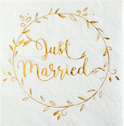 Santex Servetten Just Married goud - 20 stuks