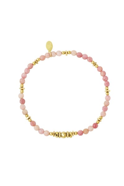 Bijoutheek Armband (Sieraad) elastic staal vierkanten steel balls kralen Roze