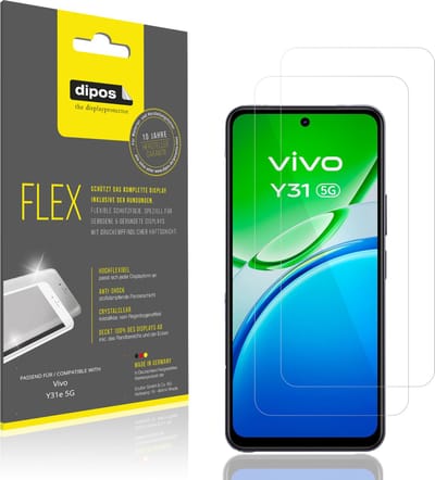 dipos – 2x Beschermfolie geschikt voor Vivo Y31e 5G | 3D Full Cover Screenprotector | 100% Passend