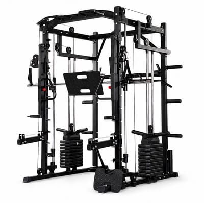 PH Fitness Power Rack met Smith Machine, Leg Press, Jammer Arms en 160KG Gewichtsstapels - Veelzijdig en Duurzaam All-in-One Krachtstation voor Thuisgym - Inclusief Fitness Accessoires Dip Bar en Pull Up Bar - Krachtstations Optrekstang