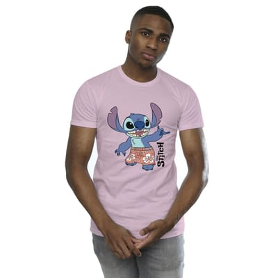 Disney Heren Lilo & Stitch Bermuda Shorts T-shirt (Baby Roze)