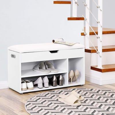 Nancy's Schoenenkast Wit - Multifunctionele Kast - Houten Schoenenkasten met opbergruimte - 80 x 44 x 30 cm (B x H x D)