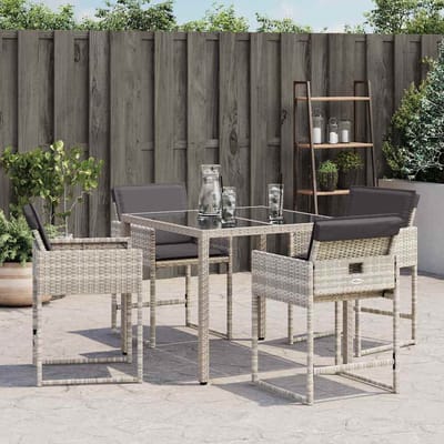vidaXL - Tuinstoelen - 4 - st - met - kussens - poly - rattan - lichtgrijs