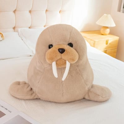 Bruine Walrus Pluizig Poppetje Knuffelspeeltje Zee Dieren Zachte Metgezel Knuffel Rugsteun Metgezel Cadeau 25cm