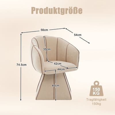 Fauteuil - Draaifauteuil Met Hoge Rugleuning En Armleuningen - 360 Graden Draaibaar - Voor Slaapkamer En Woonkamer - Chenille Camel