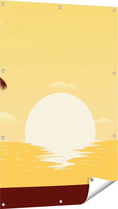 Gards Tuinposter Zonsondergang met Palmbomen - Abstract - 80x120 cm - Tuindoek - Tuindecoratie - Wanddecoratie buiten - Tuinschilderij