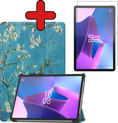 Hoesje - Geschikt voor Lenovo Tab P11 Pro - Dun & Stevig - Trifold Bookcase Hoes - Hard Cover Case - Met Uitsparing Geschikt voor Lenovo Pen - Hardcover Book - Tablethoes - Bloesem