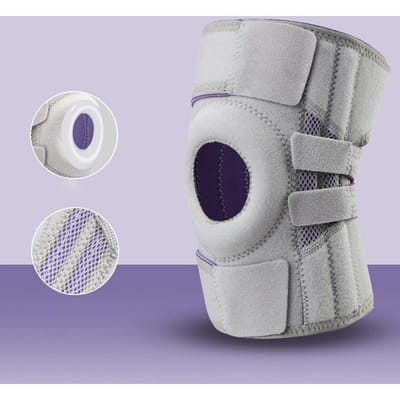Genouillère à Charnière Réglable Pour Hommes Femmes Support Pour Récupération de Lésion du Ménisque Soulagement de la Douleur Articulaire Confort Durable M/L gris clair