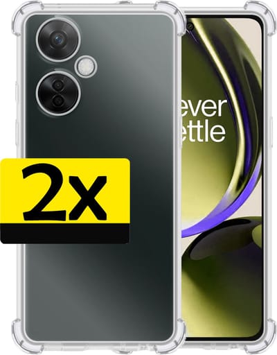 Hoesje - 2 Stuks - Geschikt voor OnePlus Nord CE 3 Lite - Sterk & Shockproof - Siliconen Case - Back Cover - Telefoon Hoes Shock Proof - Telefoonhoesjes - Transparant