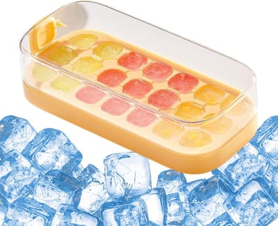 VHV - IJsblokjesvorm - vierkante vorm 21 vakken - met deksel, makkelijk lossen - voor whisky, cocktails, ijskoffie en feestjes