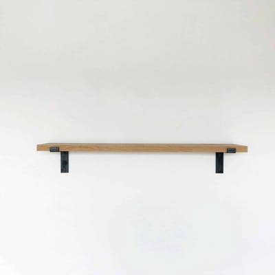 GoudmetHout® Wandplank Industrieel - 50 x 20 cm Muurplank - Eiken Hout - Decoratie Wandrek & Boekenrek - Hangplank Keuken - Wall Shelf + 2 Plankdragers van Ruw Staal