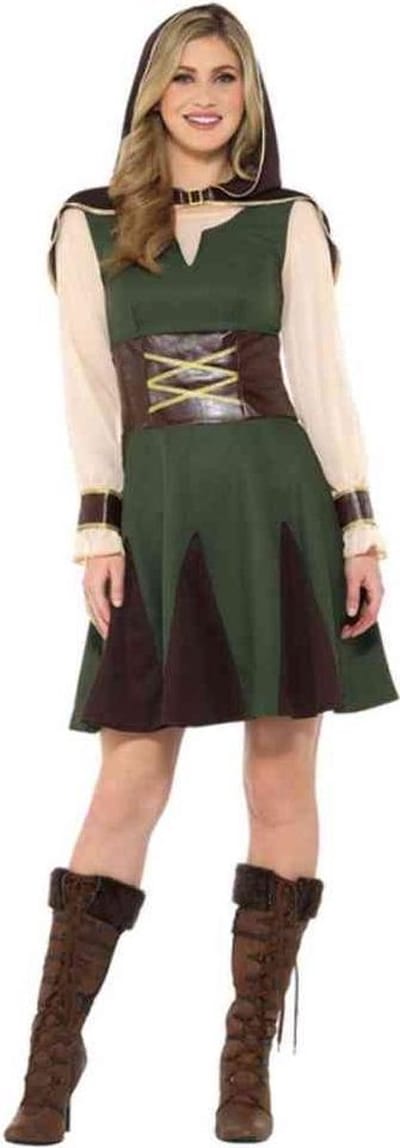 Smiffys Kostuum -S- Robin Hood Lady Groen/Bruin
