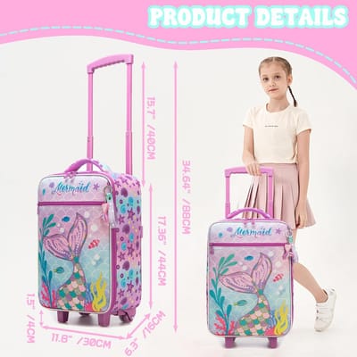 Kinderkoffer Set met Make-up Tasje - Handbagage Reiskoffer Meisjes Zeemeermin Thema