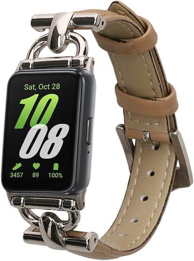 kwmobile lederen horlogebandje geschikt voor Samsung Galaxy Fit 3 polsband - Echt leren smartwatch bandje - Activity tracker horloge band in lichtbruin