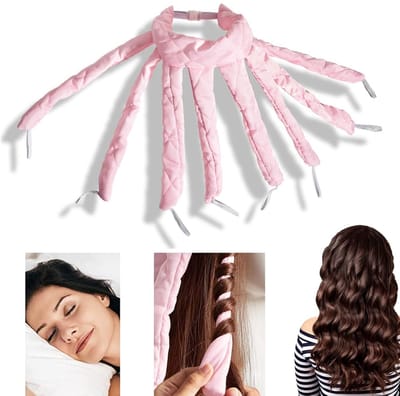 Krulspelden - Krulband - Haarrollers - Sponskrullers - Krullende haarband - Haarkruller - Heatless Curls - Hittevrije Krulband - Hoofdband - Octopus Curls Squid Curler - krultangen voor de nacht - voor lang haar en golvende kapsels - 50*29 cm - zwart