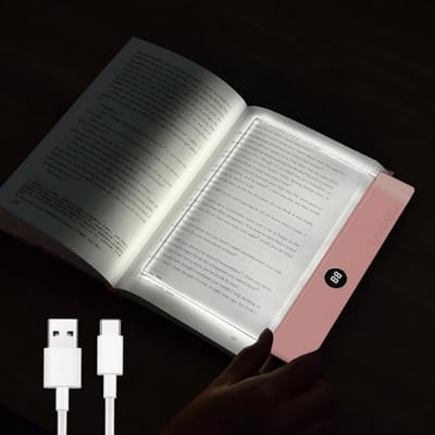 GELLDG LED leeslamp - Draagbare tabletleeslamp - Boeklamp - Geschikt om 's avonds in bed te lezen - Oogvriendelijke leeslamp - Boekpagina leeslampje - Cadeau geschikt voor boekenliefhebbers - Roze