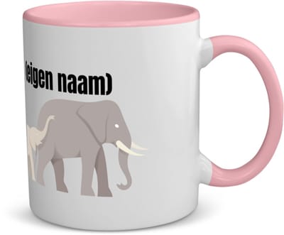 Akyol - olifant en kleine met eigen naam koffiemok - theemok - roze - Olifant - dieren liefhebber - iemand die houdt van olifanten - verjaardag - cadeau - kado - geschenk - 350 ML inhoud