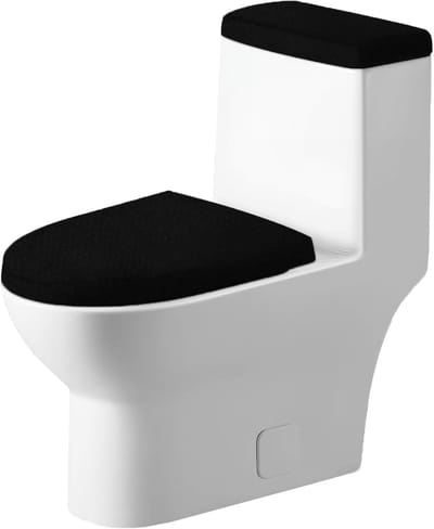 Toiletdeksel Set - Zachte Hoezen - Badkamer Decoratie - Machinewasbaar Materiaal - Verstelbare Pasvorm - Zwart