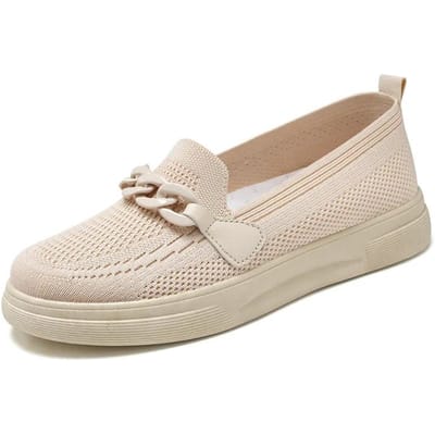 Casual Sneakers voor Dames, Comfortabele Dames Loafers, Instappers, Lente en Herfst, 36 beige