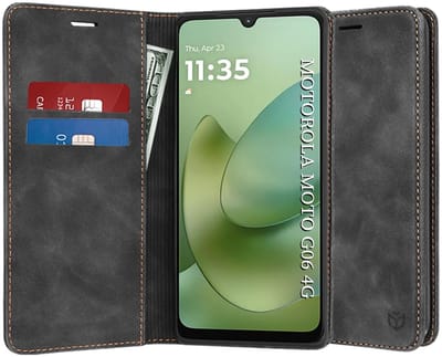 Hoesje geschikt voor Motorola Moto G06 - Techsuit Confy Book Wallet Case - Zwart