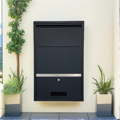 Pakketbrievenbus - Postbox brievenpakket - Post ontvangen - Aparte inworp - 75 cm hoog - Zwart