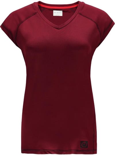 Re-Born Sport Shirt V Nek Kap Mouw - Ademend - Langere Top - Tennistop - Fitness T-shirt - Hardlopen - Dames - Burgundy - Maat S