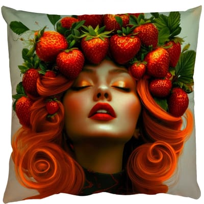 Sierkussens - Kussentjes Woonkamer - 50x50 cm - Vrouw - Aardbeien - Kroon