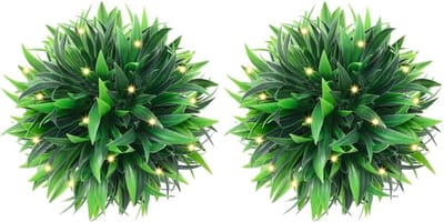 vidaXL - Kunstbuxusballen - met - LED-verlichting - 4 - st - 15 - cm - groen