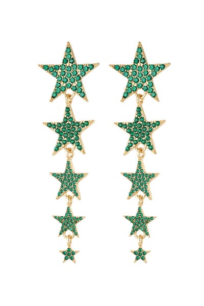 YWG - Shooting stars oorbellen - Goud/Groen