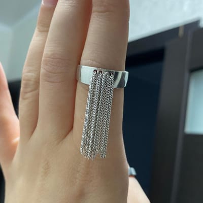 Bague à chaîne avec pompon couleur cuivre pour femme Tendance Élégante Charme Vintage Créatif Design Unique Bague Personnalité Bijoux de Fête resizable gray