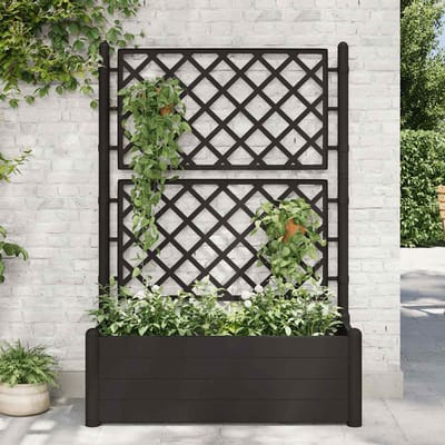 vidaXL - Plantenbak - met - latwerk - 100x43x142 - cm - PP - antraciet