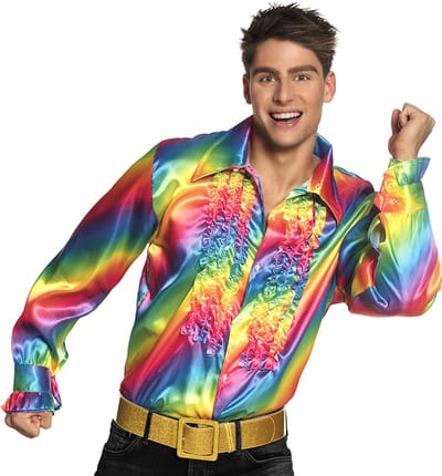 Boland - Shirt Party rainbow (M) - Volwassenen - Danser/danseres - 80's & 90's - Disco- Pride - Progress