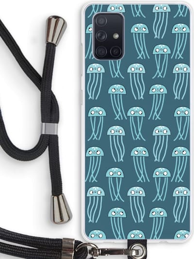 Case Company® - Hoesje met koord geschikt voor Samsung Galaxy A71 hoesje met Koord - Kwallie - Telefoonhoesje met Zwart Koord - Bescherming aan alle Kanten en Over de Schermrand