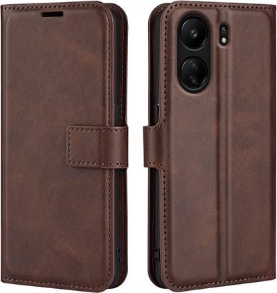 Coverup Hoesje - Geschikt voor Xiaomi Redmi 13C / Poco C65 Hoesje - Coverup Deluxe Book Case - Donkerbruin
