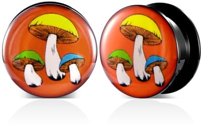 aladdien - Konijnen Paddenstoel Vleermuizen Schedel - Modieuze Piercings - 2g-1-3/16 inch - Acryl Expander - Uniek Design - Geschikt voor Piercingli...